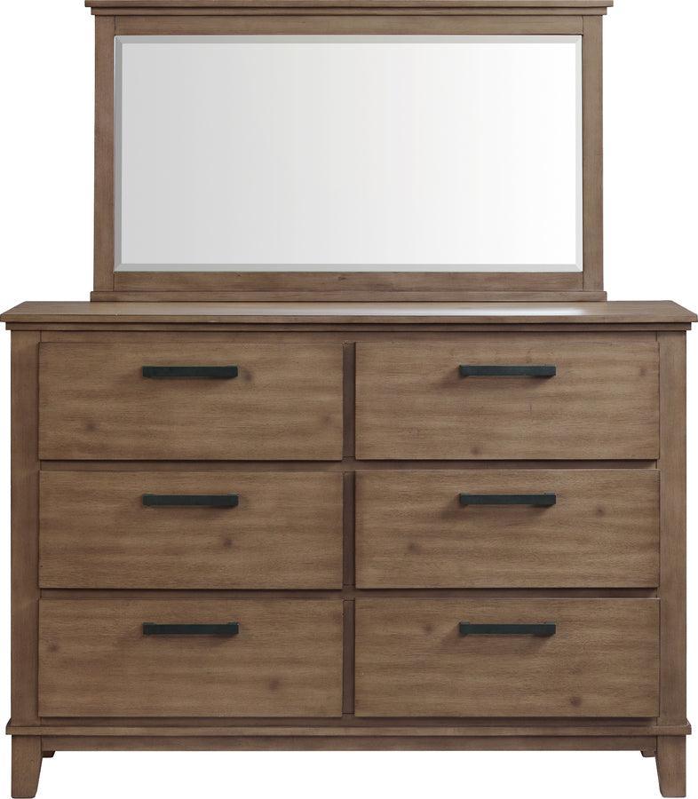 Elements Bedroom Sets - Jaxon 6-Drawer Dresser with Mirror in Grey