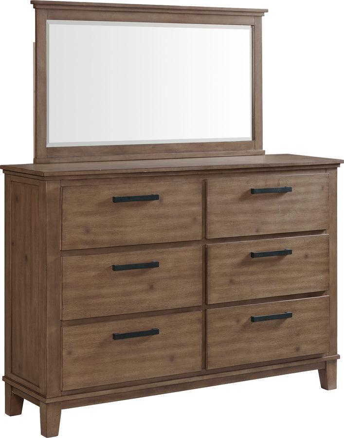 Elements Bedroom Sets - Jaxon 6-Drawer Dresser with Mirror in Grey
