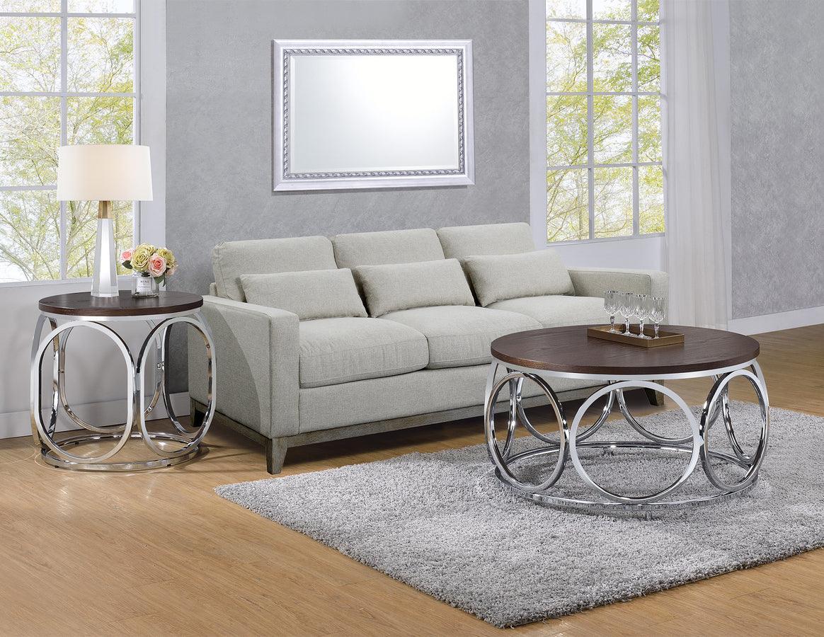 Elements Coffee Tables - Jayme Round Coffee Table Brown & Chrome