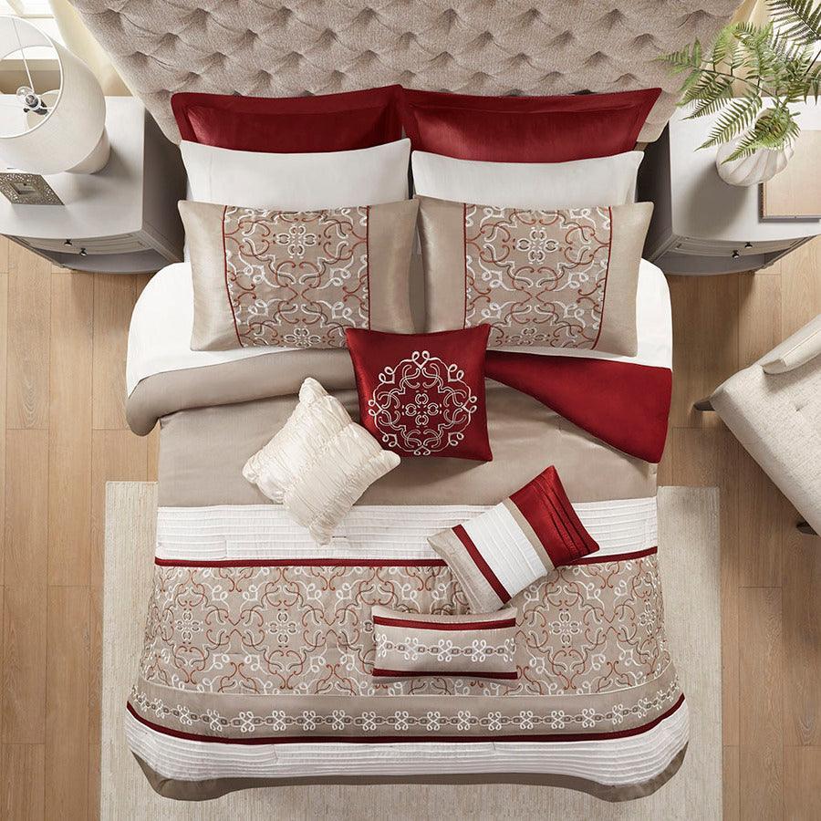 Olliix.com Comforters & Blankets - Jelena 24 Piece Room In A Bag Red King