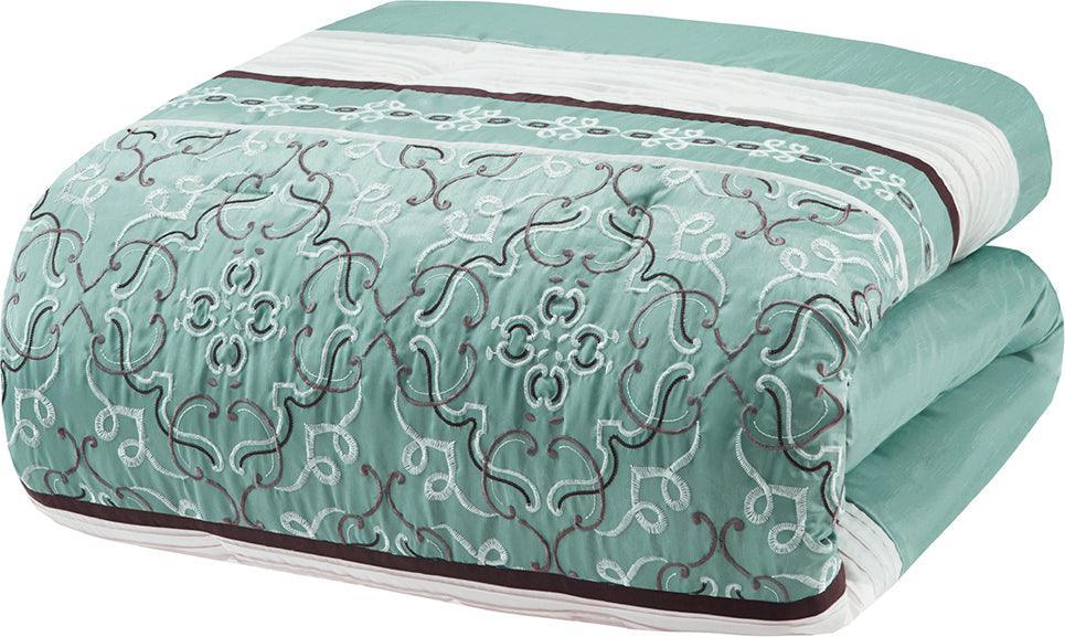 Olliix.com Comforters & Blankets - Jelena King 24 Piece Traditional Room in a Bag Seafoam