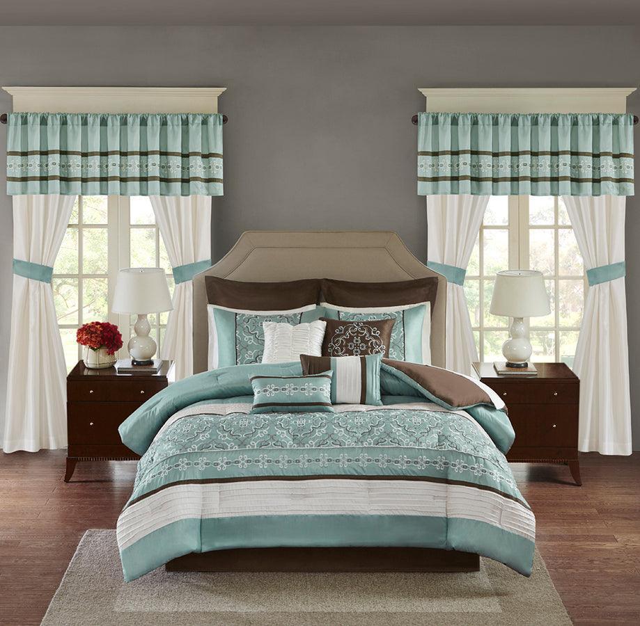 Olliix.com Comforters & Blankets - Jelena King 24 Piece Traditional Room in a Bag Seafoam