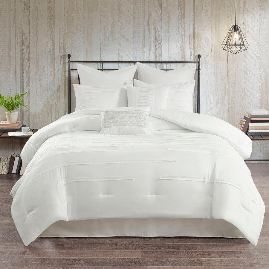 Olliix.com Comforters & Blankets - Jenda 8 Piece Comforter Set White King