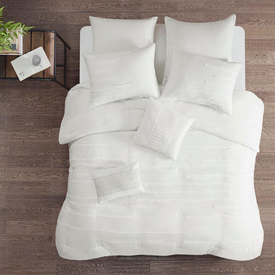 Olliix.com Comforters & Blankets - Jenda 8 Piece Comforter Set White King