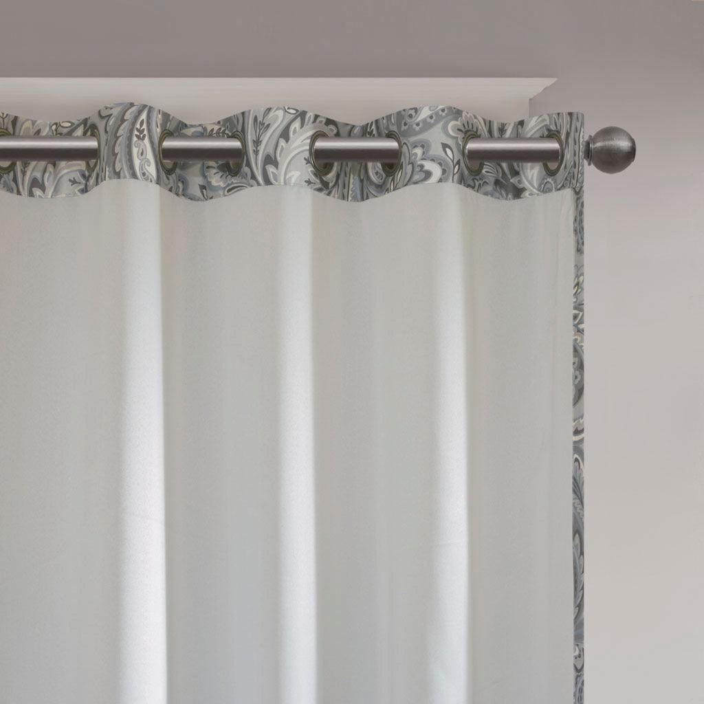 Olliix.com Curtains - Jenelle 84 H Paisley Printed Total Blackout Window Panel Gray