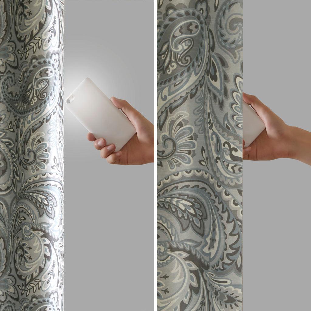 Olliix.com Curtains - Jenelle 84 H Paisley Printed Total Blackout Window Panel Gray