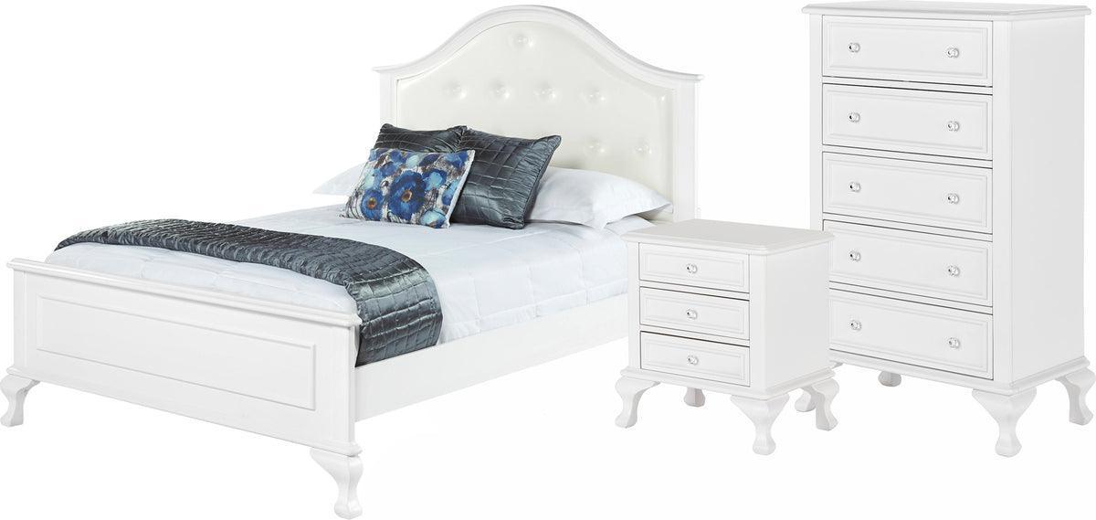 Elements Bedroom Sets - Jenna Full Panel 3PC Bedroom Set White