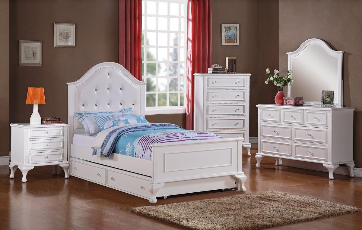 Elements Beds - Jenna Full Panel Bed w/ Trundle White