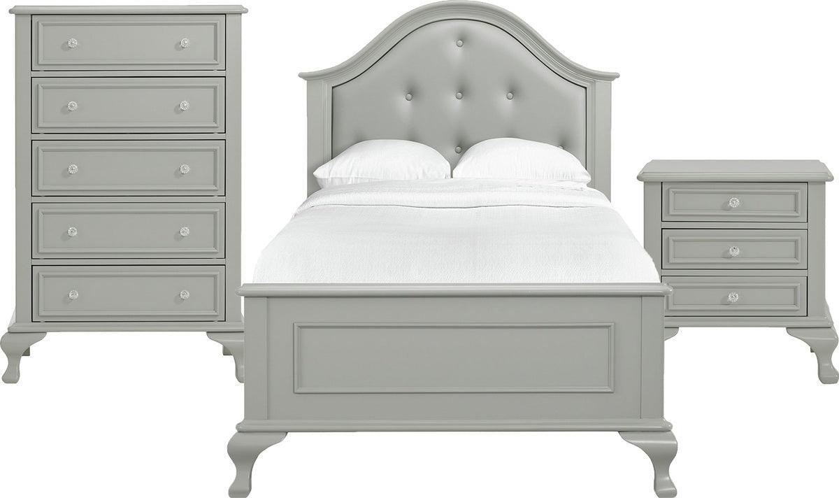 Elements Bedroom Sets - Jenna Twin 3 Piece Bedroom Set in Grey