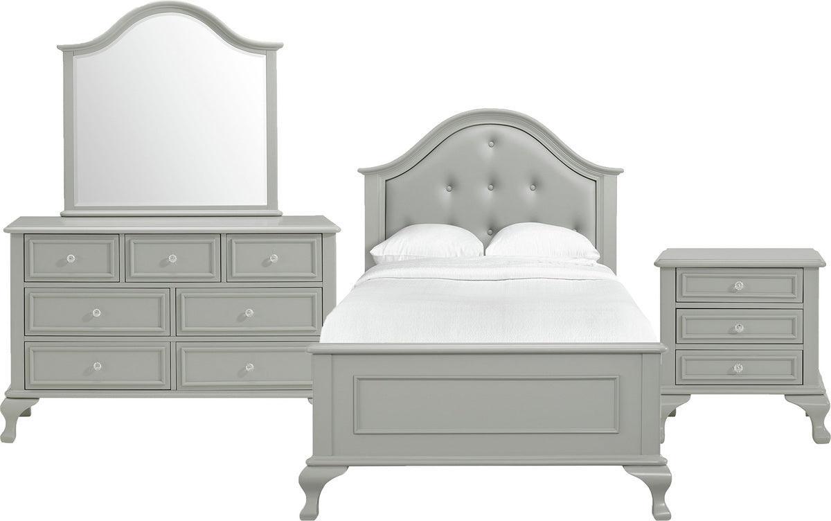 Elements Bedroom Sets - Jenna Twin 4 Piece Bedroom Set in Grey