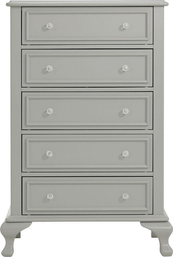Elements Bedroom Sets - Jenna Twin 5 Piece Bedroom Set in Grey