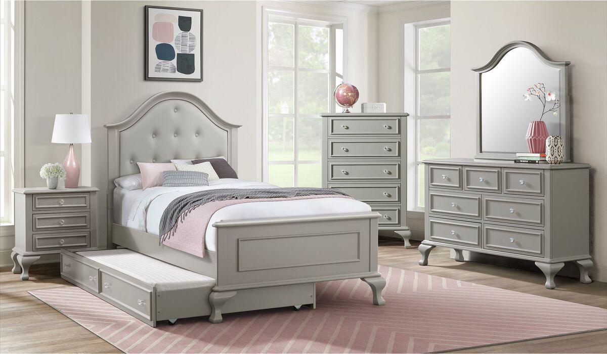 Elements Bedroom Sets - Jenna Twin Panel 3 Piece Bedroom Set in Grey