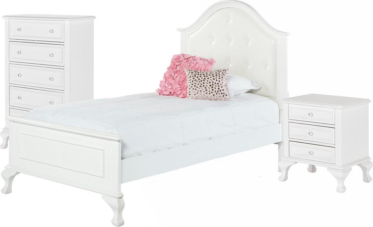 Elements Bedroom Sets - Jenna Twin Panel 3PC Bedroom Set White