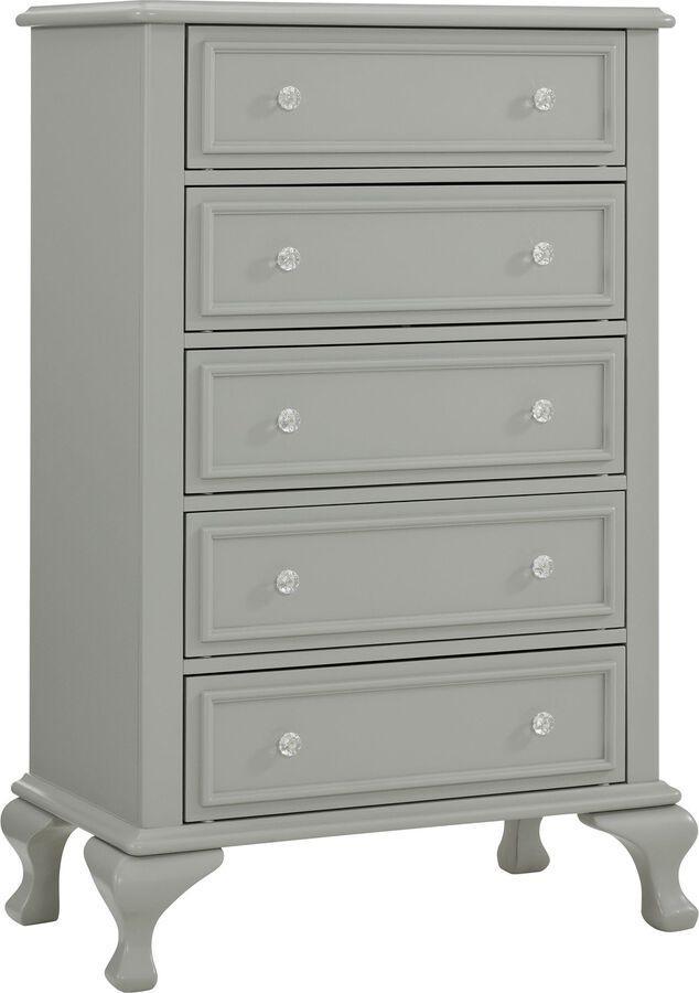 Elements Bedroom Sets - Jenna Twin Panel 5 Piece Bedroom Set in Grey