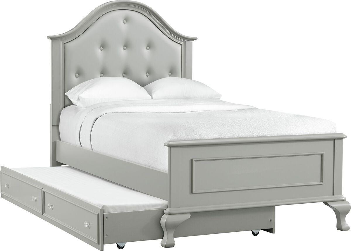 Elements Bedroom Sets - Jenna Twin Panel Bed w/Trundle in Grey