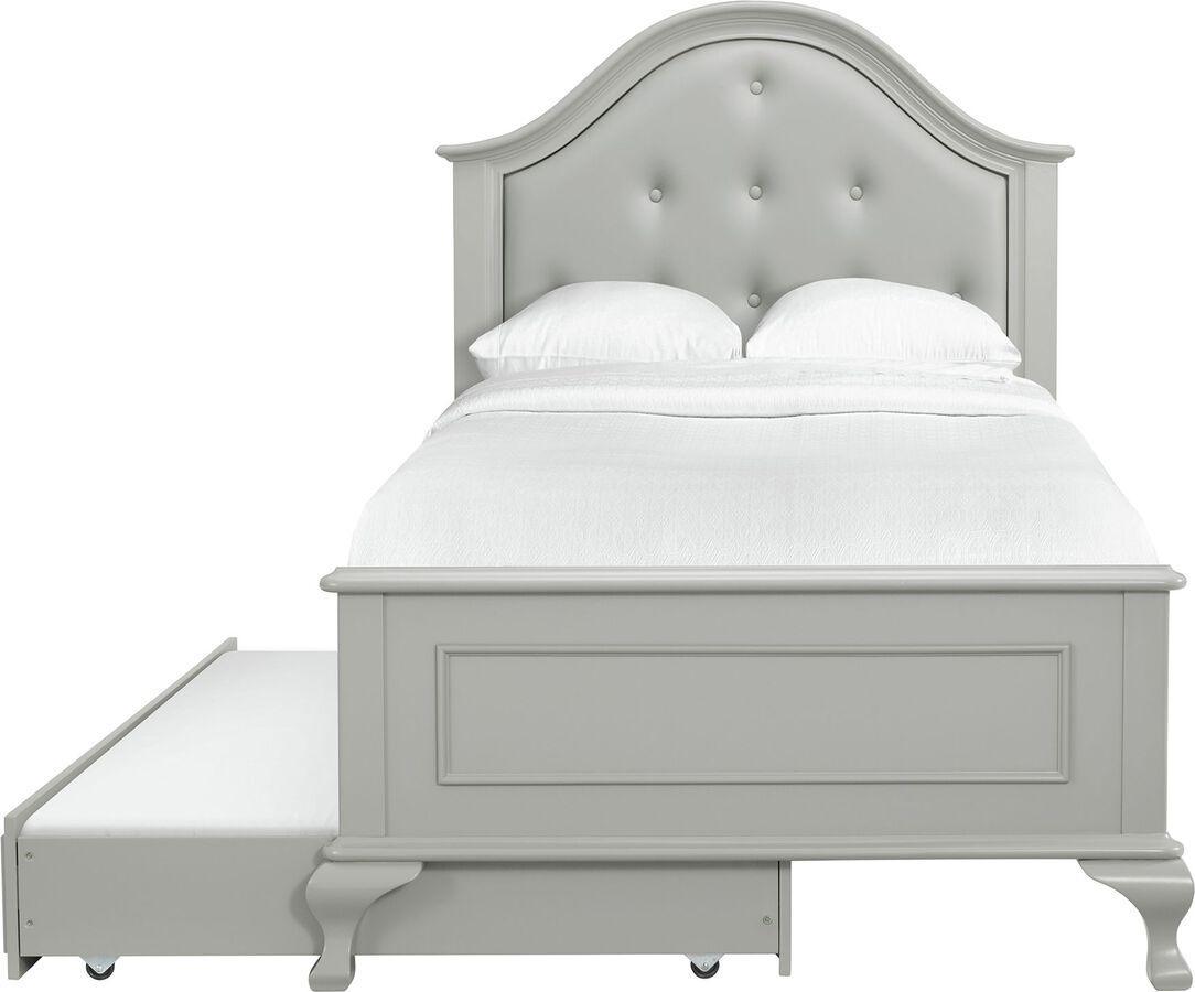 Elements Bedroom Sets - Jenna Twin Panel Bed w/Trundle in Grey