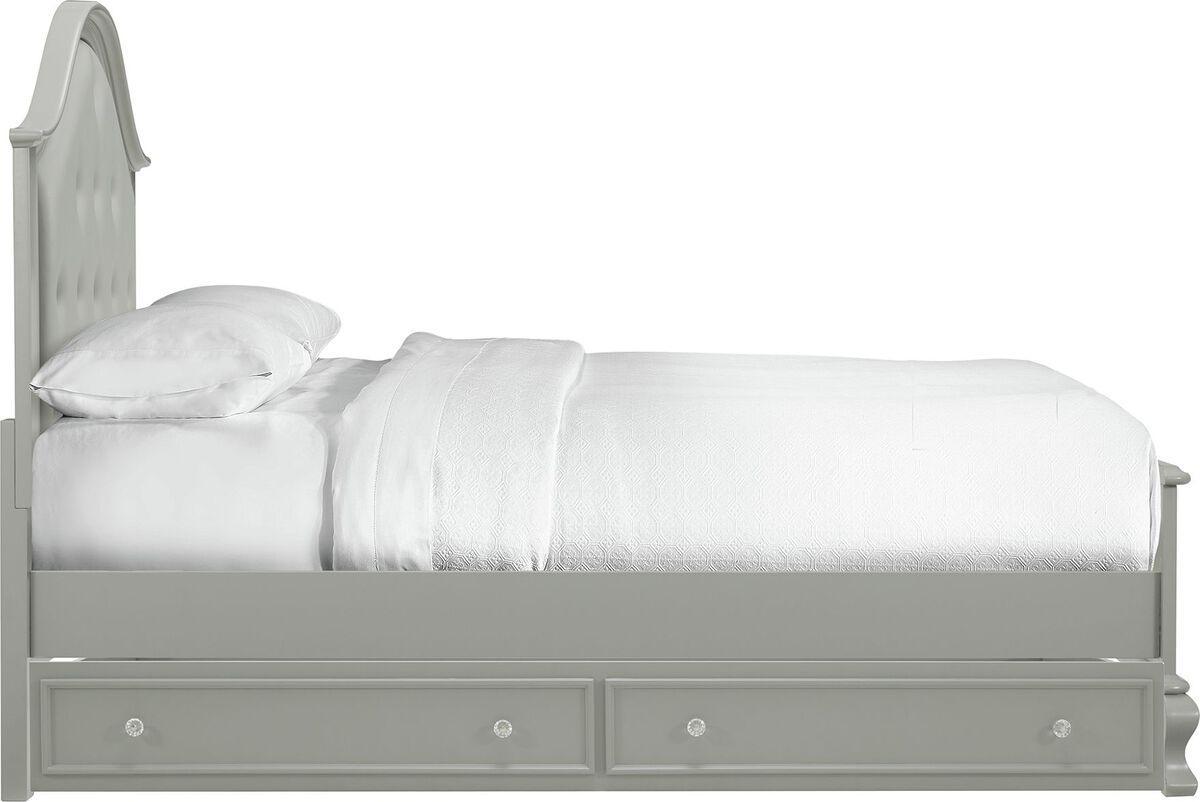 Elements Bedroom Sets - Jenna Twin Panel Bed w/Trundle in Grey