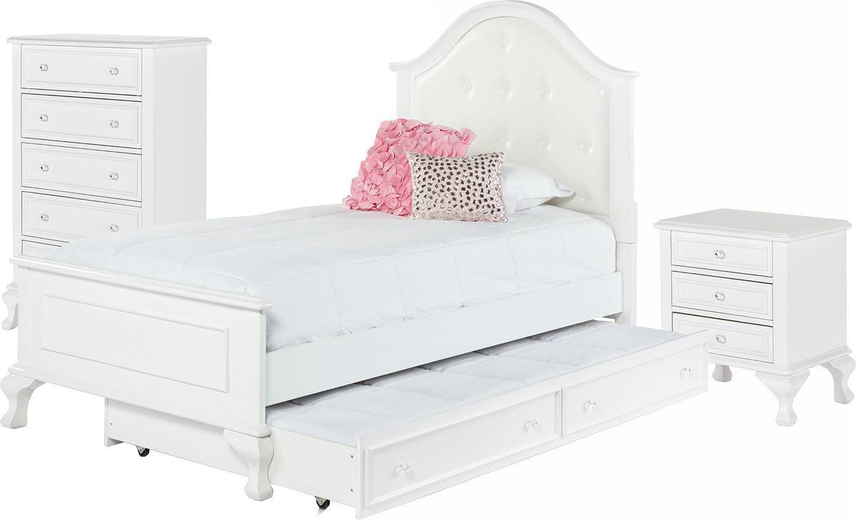Elements Bedroom Sets - Jenna Twin Panel w/ Trundle 3PC Bedroom Set White