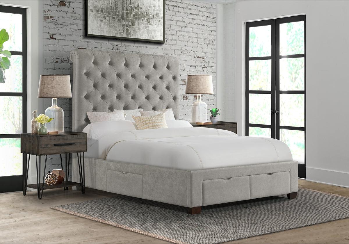 Elements Beds - Jeremiah Queen Upholstered Storage Bed Gray