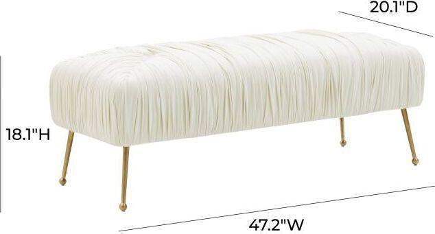 Tov Furniture Benches - Jessica Cream Velvet Bench