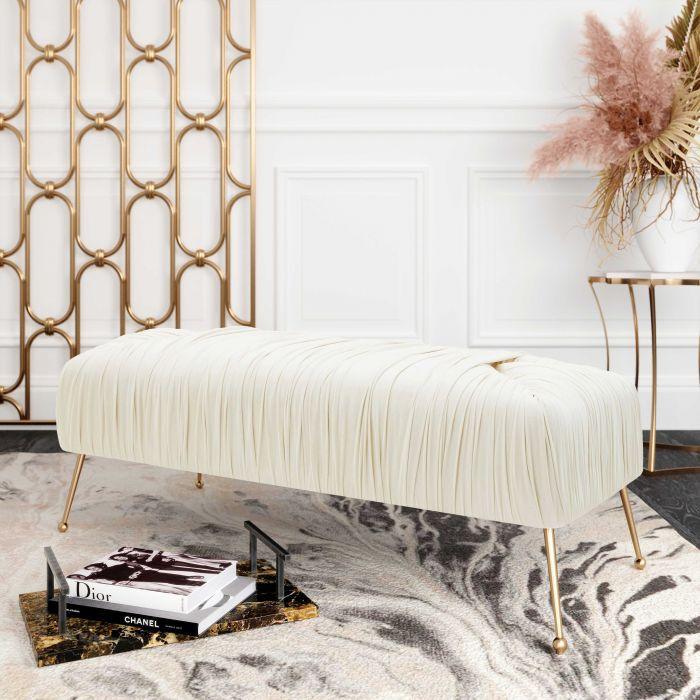 Tov Furniture Benches - Jessica Cream Velvet Bench