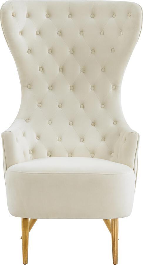 Tov Furniture Accent Chairs - Jezebel Cream Velvet Wingback Chair