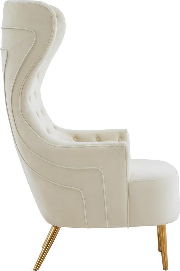 Tov Furniture Accent Chairs - Jezebel Cream Velvet Wingback Chair