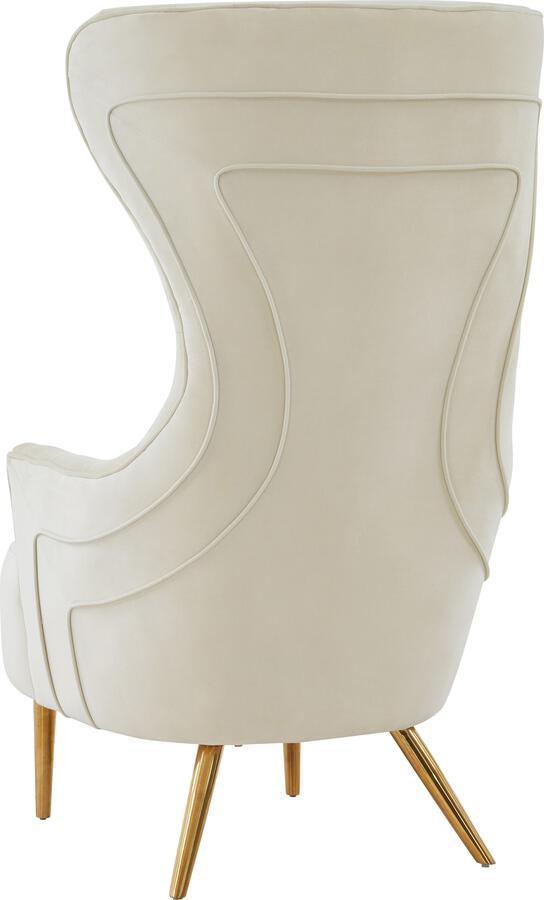 Tov Furniture Accent Chairs - Jezebel Cream Velvet Wingback Chair