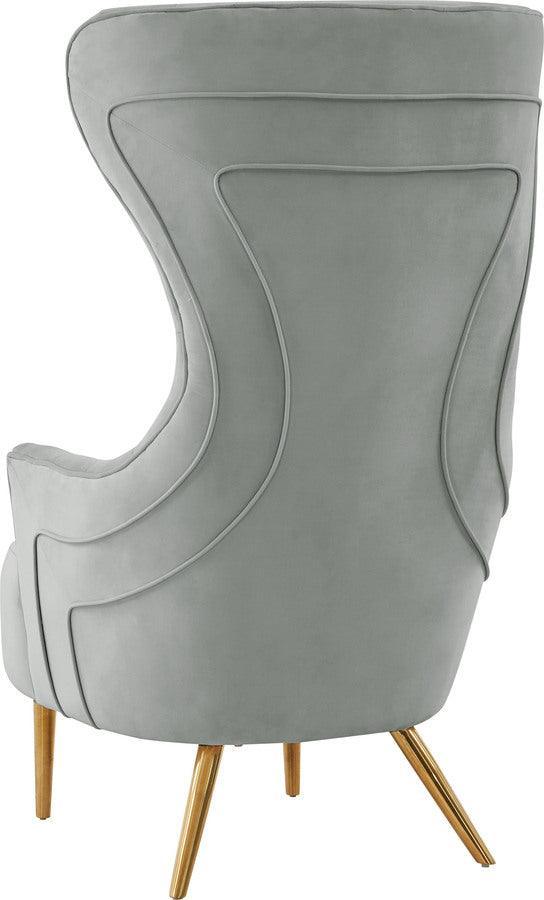 Tov Furniture Accent Chairs - Jezebel Grey Velvet Wingback Chair