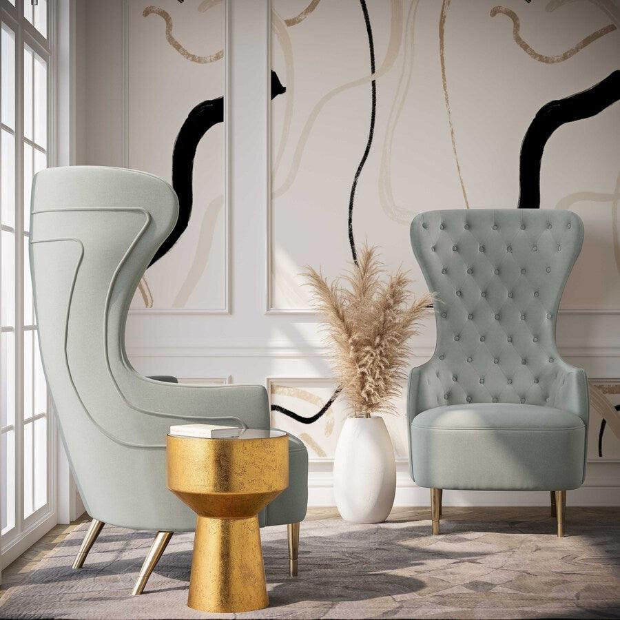 Tov Furniture Accent Chairs - Jezebel Grey Velvet Wingback Chair