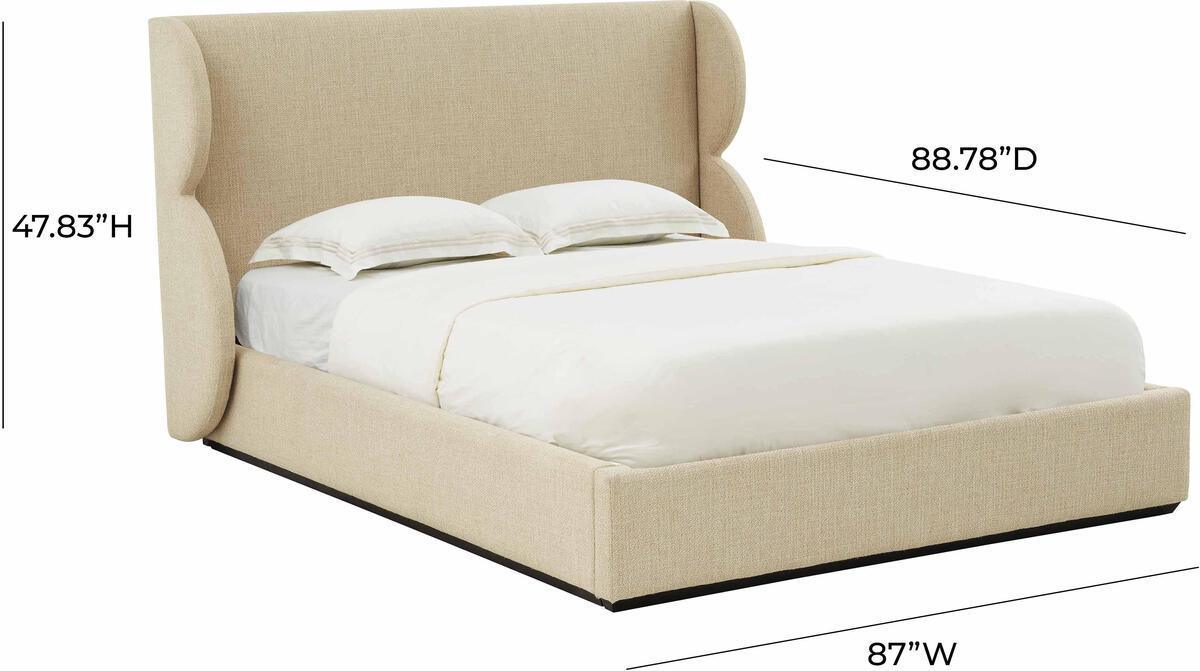 Tov Furniture Beds - Jibriyah Beige Tweed Bed in King
