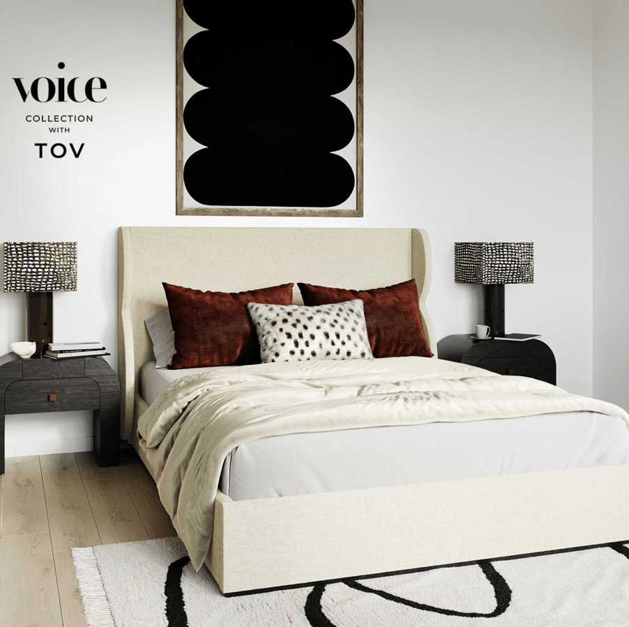 Tov Furniture Beds - Jibriyah Beige Tweed Bed in King