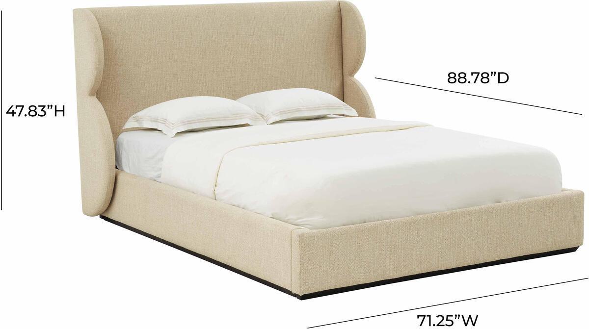 Tov Furniture Beds - Jibriyah Beige Tweed Bed in Queen