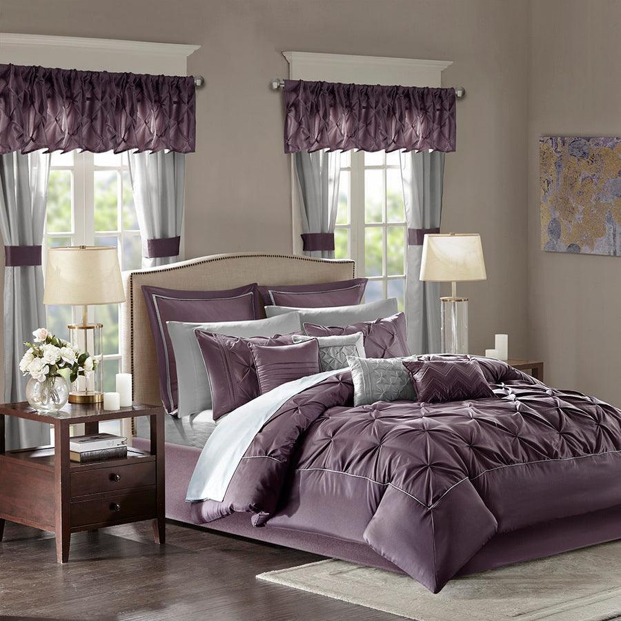 Olliix.com Comforters & Blankets - Joella 24 Piece 20 " D Room in a Bag Plum Cal King