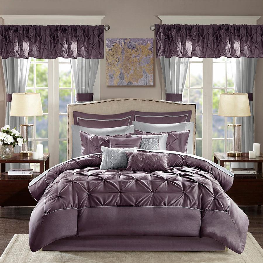 Olliix.com Comforters & Blankets - Joella 24 Piece 20 " D Room in a Bag Plum Cal King