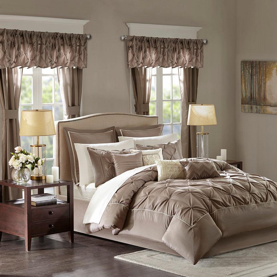 Olliix.com Comforters & Blankets - Joella 24 Piece 36 " W Room in a Bag Taupe King
