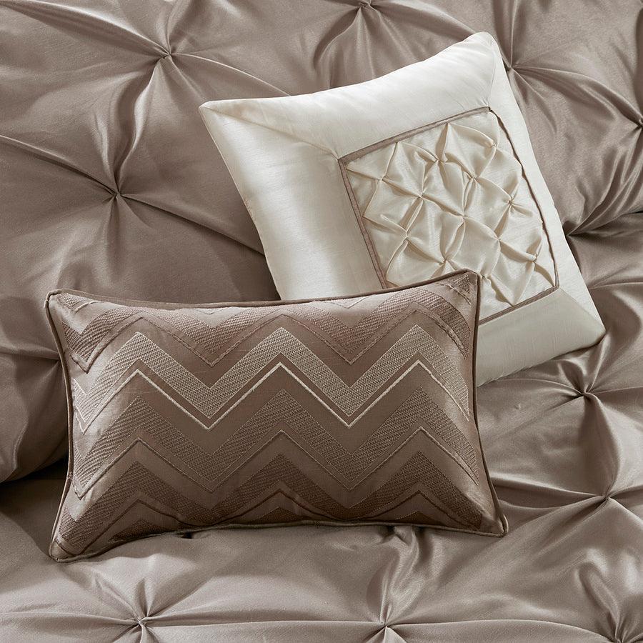 Olliix.com Comforters & Blankets - Joella California King 24 Piece Room in a Bag Taupe