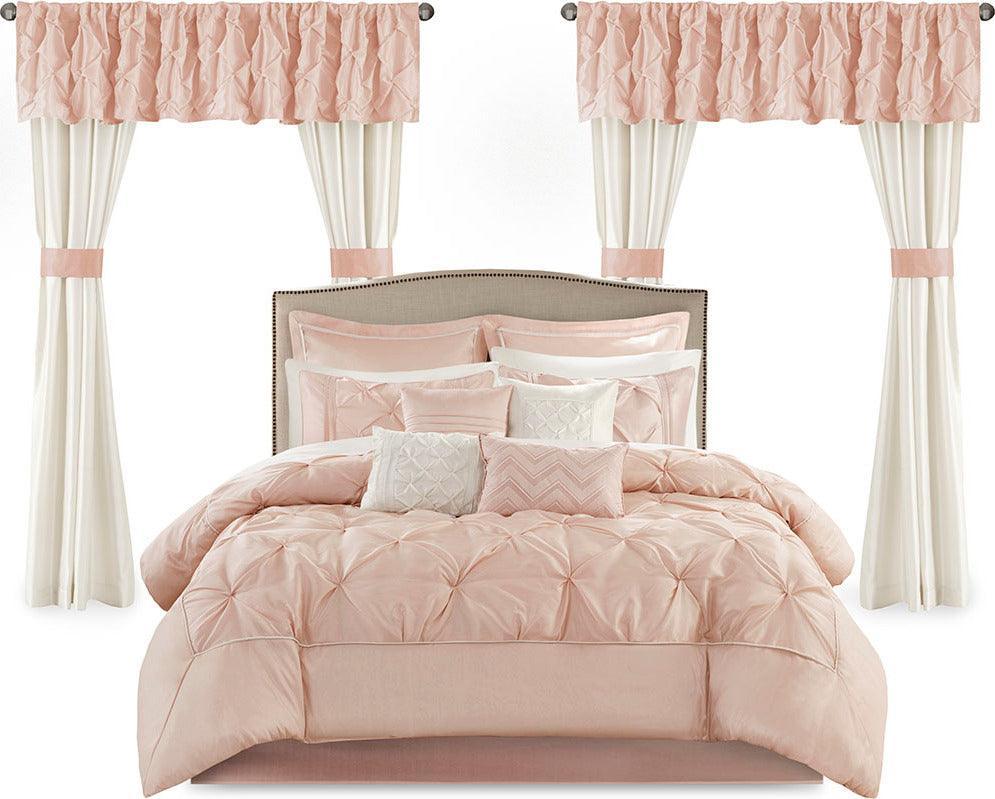 Olliix.com Comforters & Blankets - Joella Casual 24 Piece Room in a Bag Blush Cal King