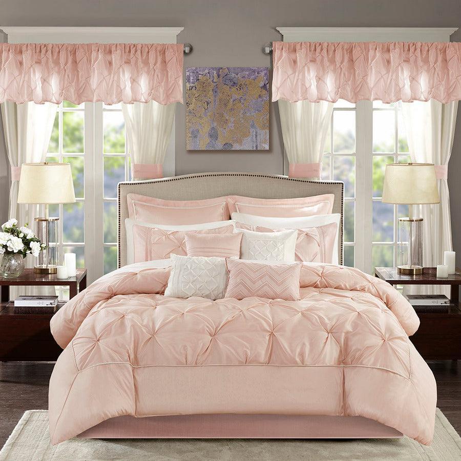 Olliix.com Comforters & Blankets - Joella Casual 24 Piece Room in a Bag Blush Cal King