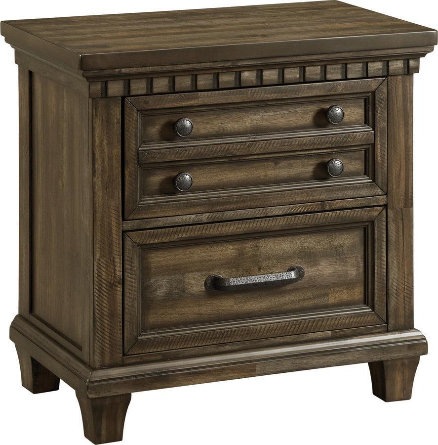 Elements Nightstands & Side Tables - Johnny 2-Drawer Nightstand with USB Smokey Walnut