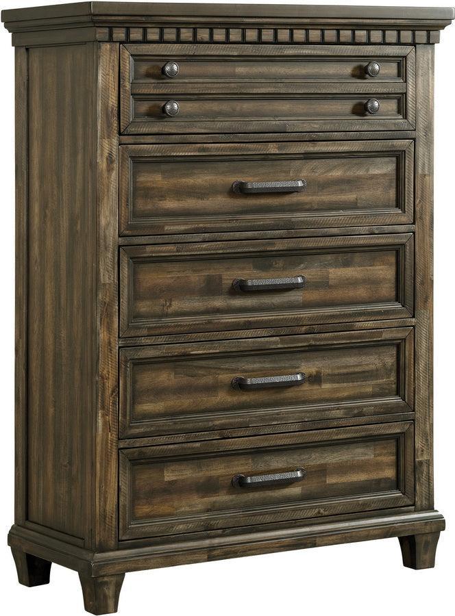 Elements Bedroom Sets - Johnny King Storage 5PC Bedroom Set Smokey Walnut
