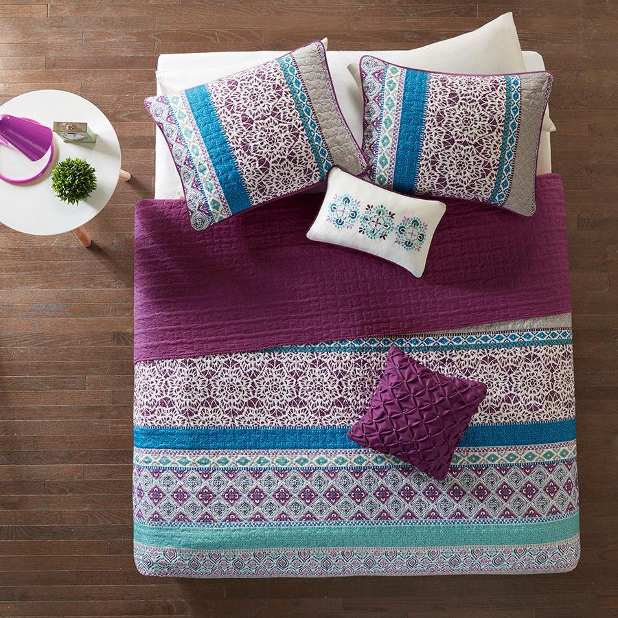 Olliix.com Comforters & Blankets - Joni Twin/Twin XL Boho Reversible Coverlet Set Purple