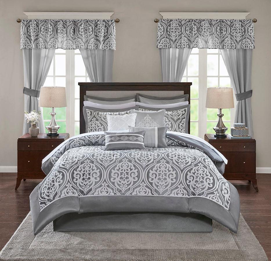 Olliix.com Comforters & Blankets - Jordan Casual 24 Piece Room Set Bag Gray King