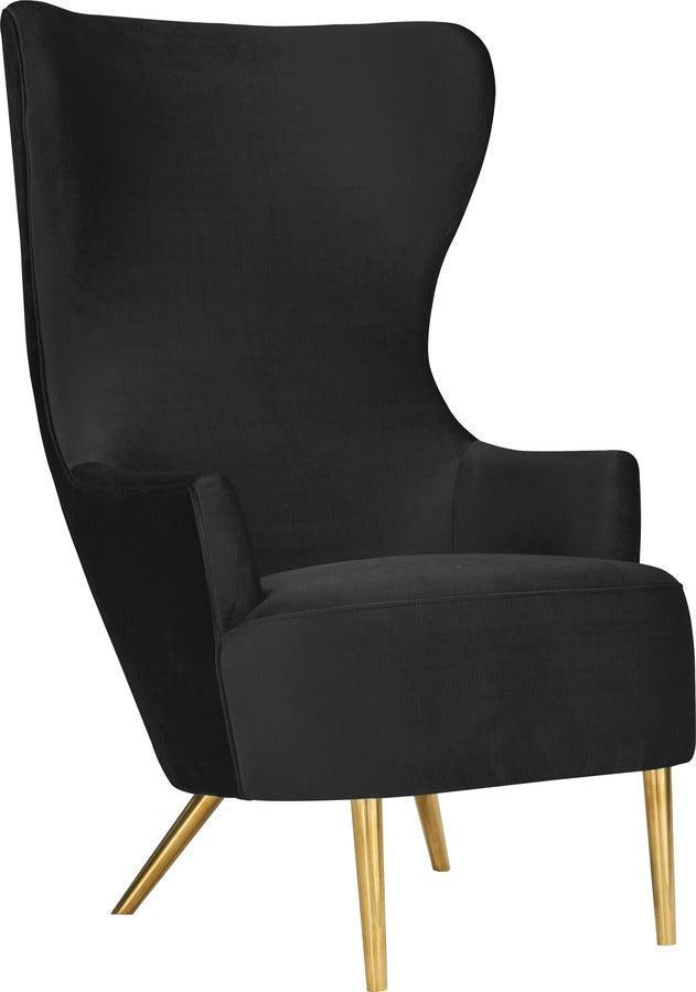 Tov Furniture Accent Chairs - Julia Black Velvet Wingback Chair