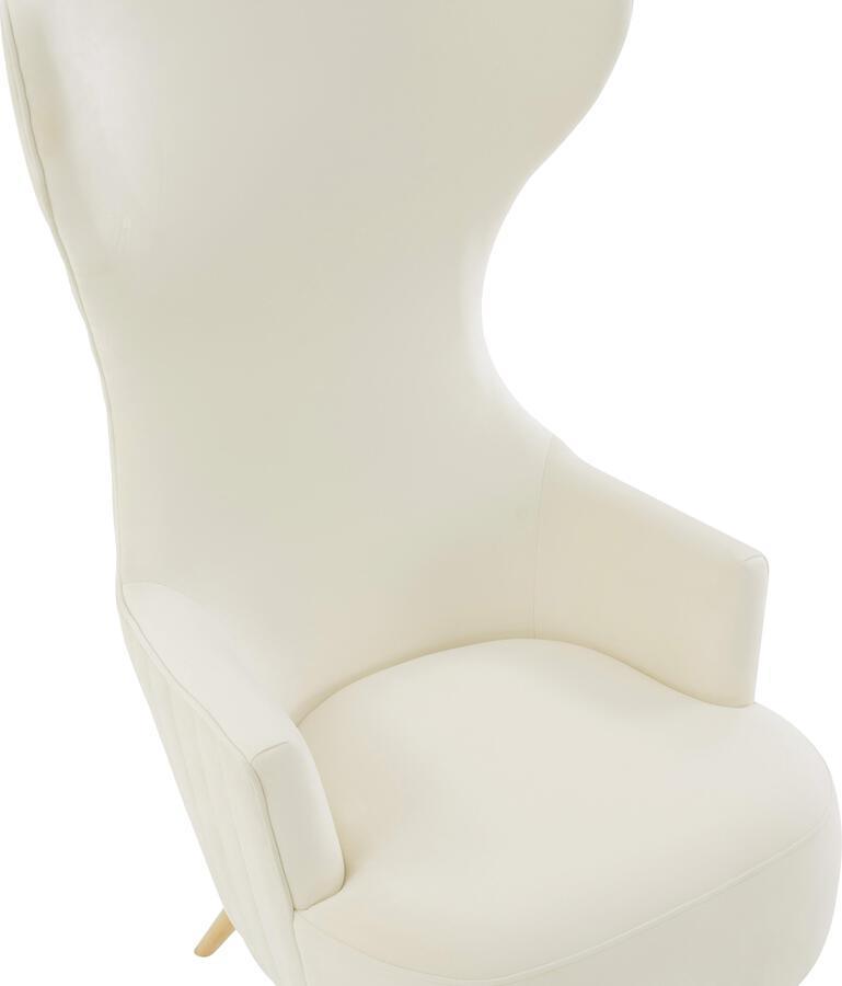 Tov Furniture Accent Chairs - Julia Cream Velvet Channel Tufted Wingback Chair