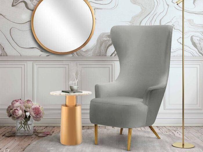 Tov Furniture Accent Chairs - Julia Wingback Chair Gray