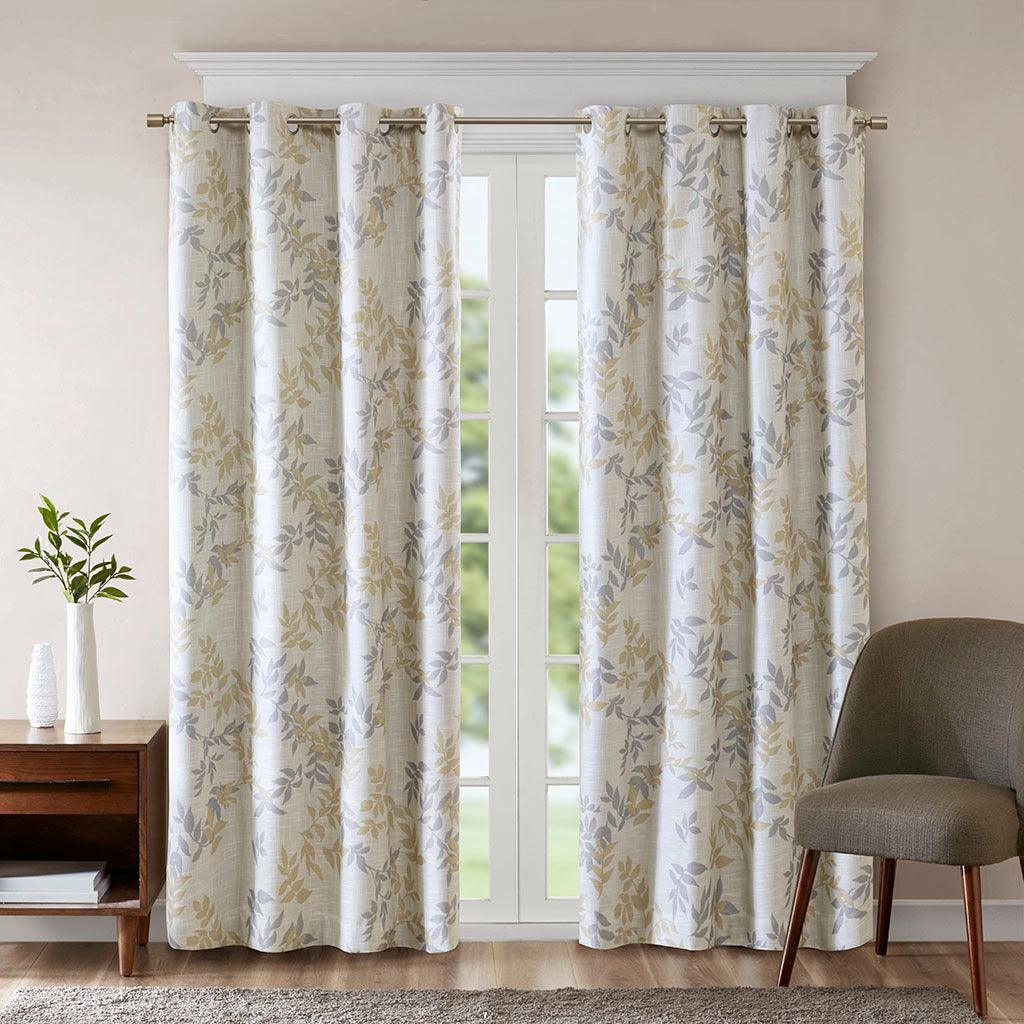 Olliix.com Curtains - Julie 84 H Printed Botanical Blackout Panel Yellow