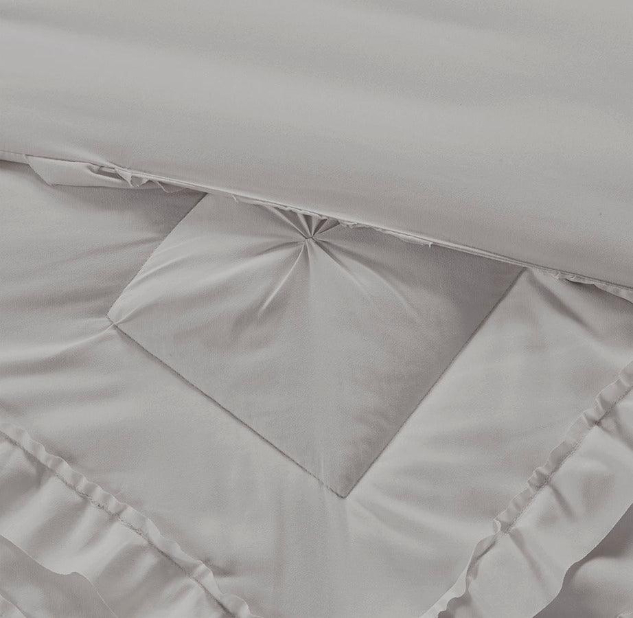 Olliix.com Comforters & Blankets - Kacie Twin/Twin XL Solid Coverlet Set With Tufted Diamond Ruffles Gray
