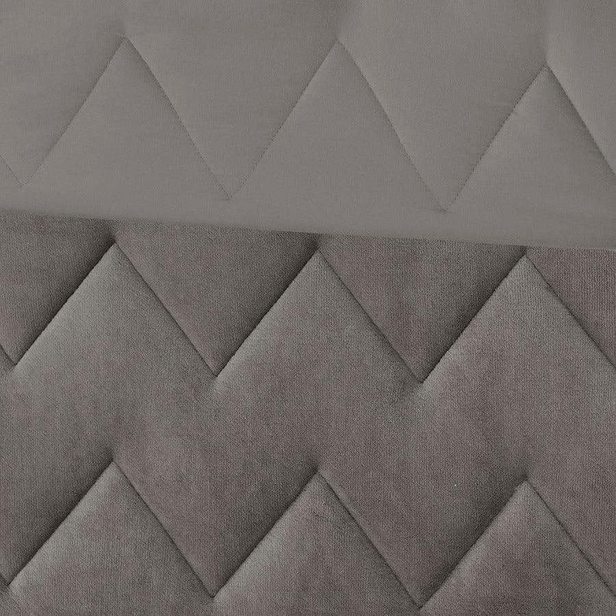Olliix.com Comforters & Blankets - Kai Twin/Twin XL Quilted Reversible Casual Microfiber to Plush Comforter Set Gray