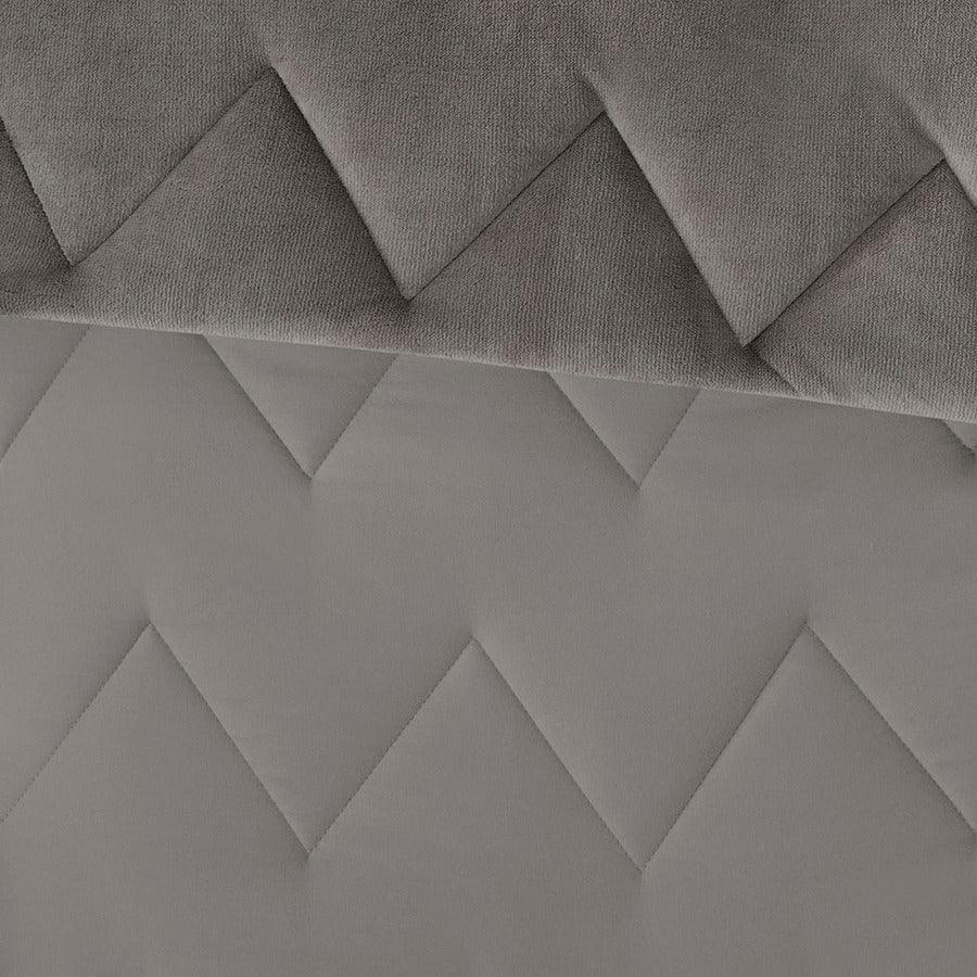 Olliix.com Comforters & Blankets - Kai Twin/Twin XL Quilted Reversible Casual Microfiber to Plush Comforter Set Gray